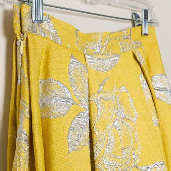 Mandi Line Jacquard Dress Lace Up Top Midi Skirt Set Embellished Yellow XS/S - Picture 12 of 15